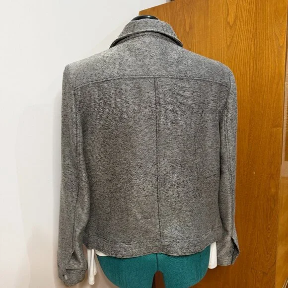 WMN 12 Anne Klein Tweed Lined Jacket Blazer Button Front Black/Gray nwot - Picture 2 of 13